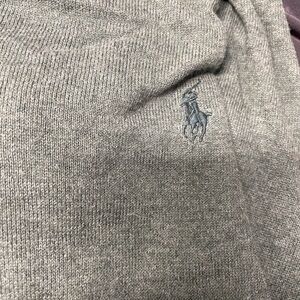 Ralph Lauren Gray Knit Sweater with Embroidered Logo